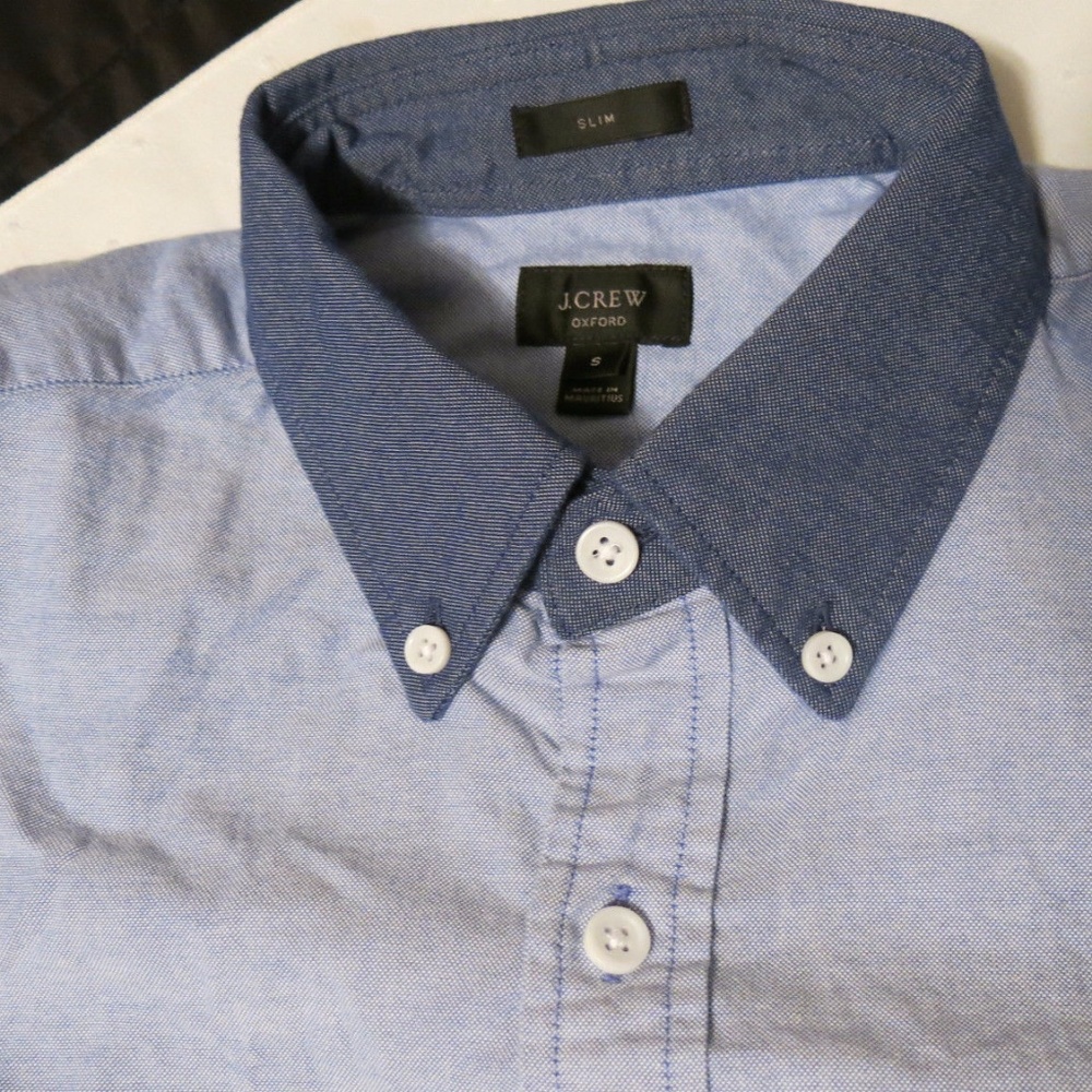 NWT J.Crew Men's Slim Colorblock Shirt  Blue SL XL - Picture 6 of 7